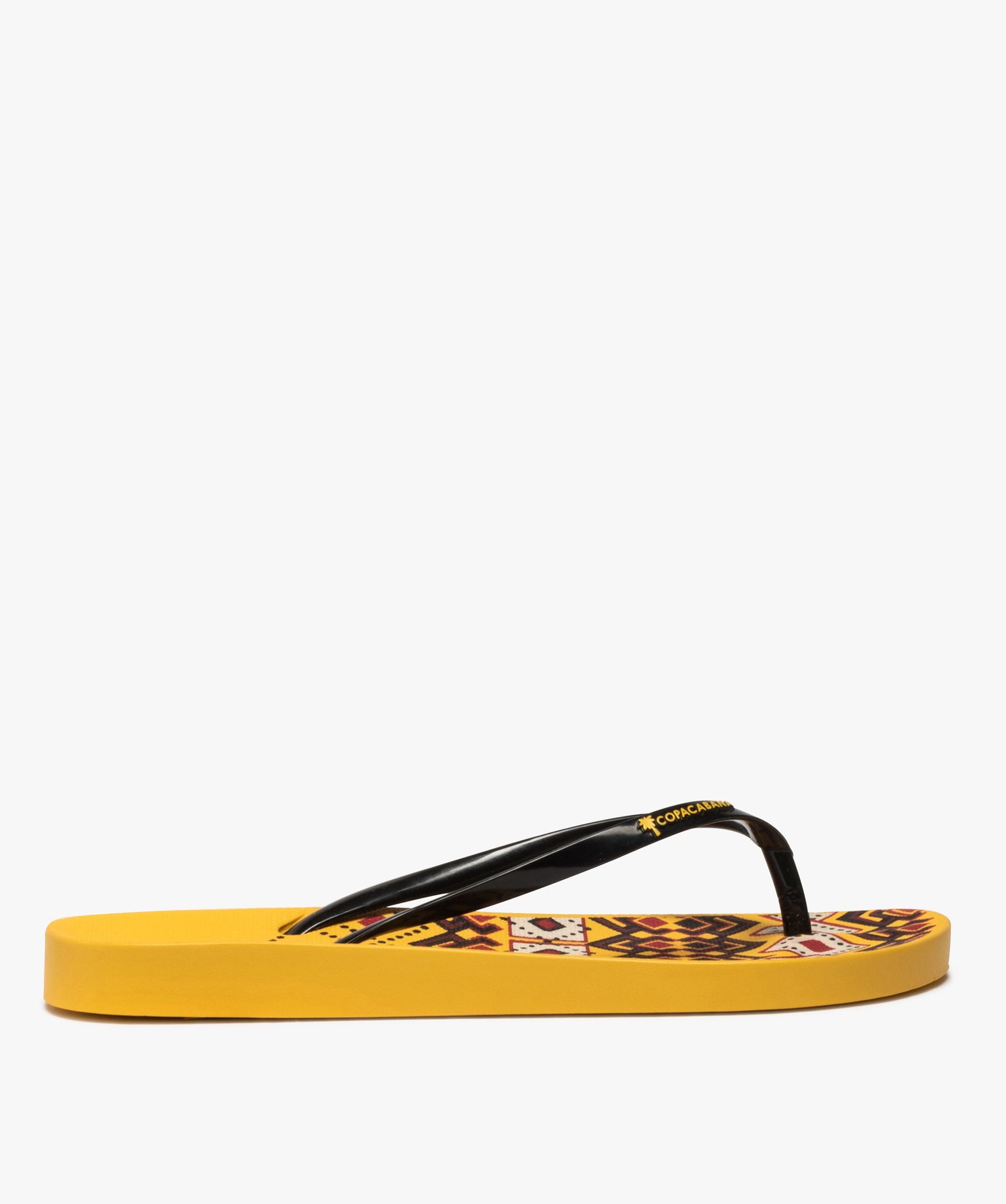 Tongs femme imprimées à fines brides - Copacabana jaune | GEMO