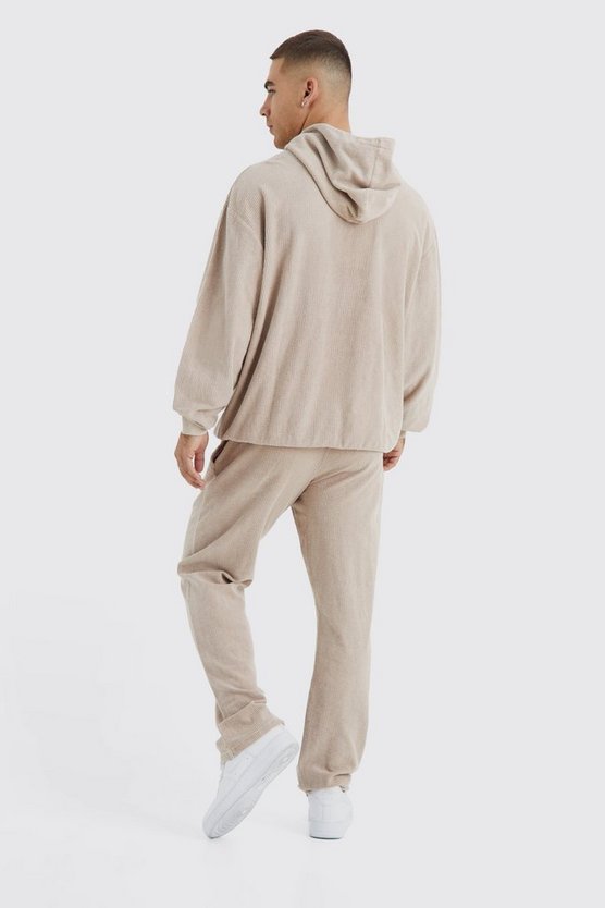 Oversize Cord-Trainingsanzug mit Kapuze