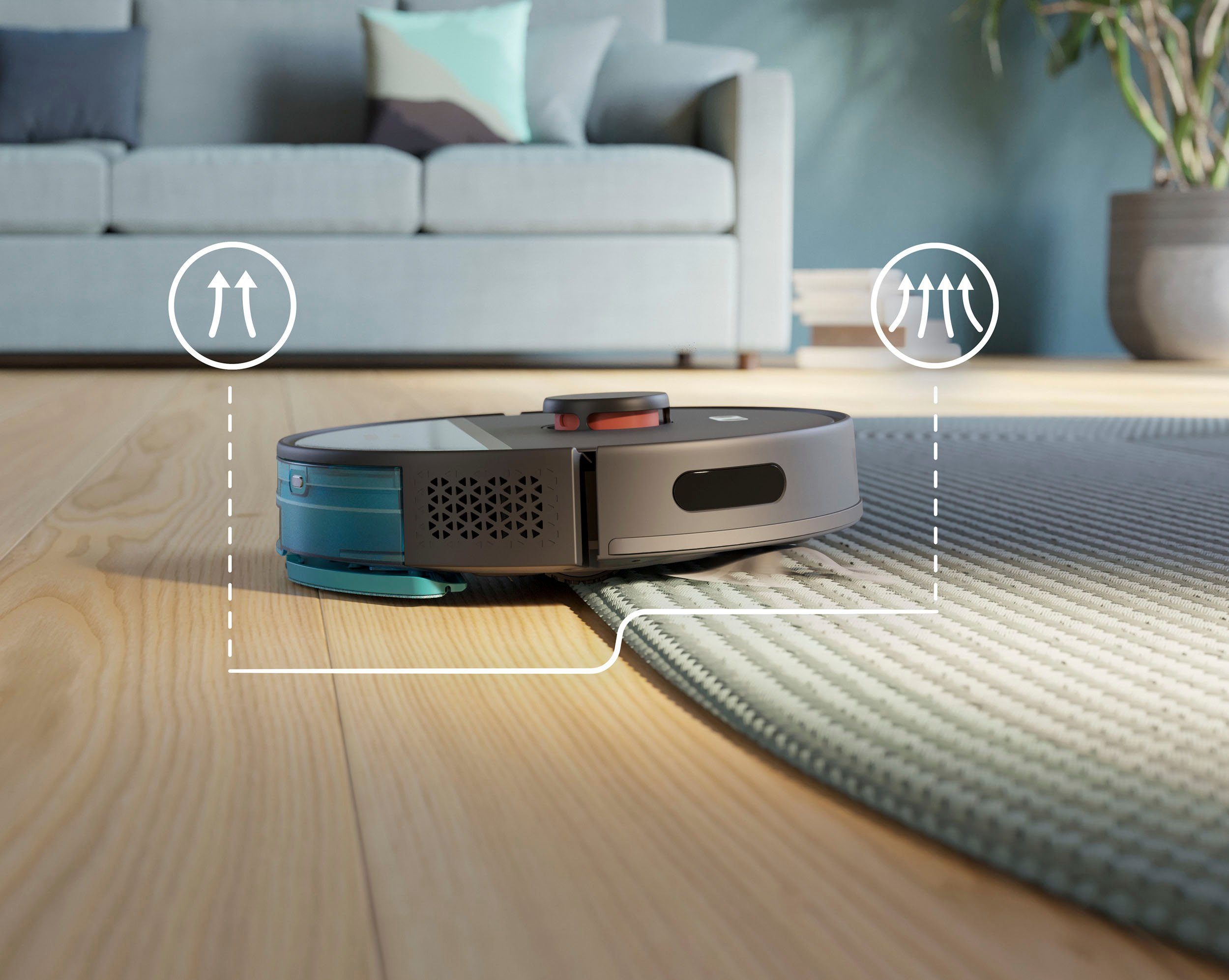 Philips Saugroboter XU3000/01, 230 min Akkulaufzeit, Teppichfunktion, 360° Lasernavigation und Wischfunktion