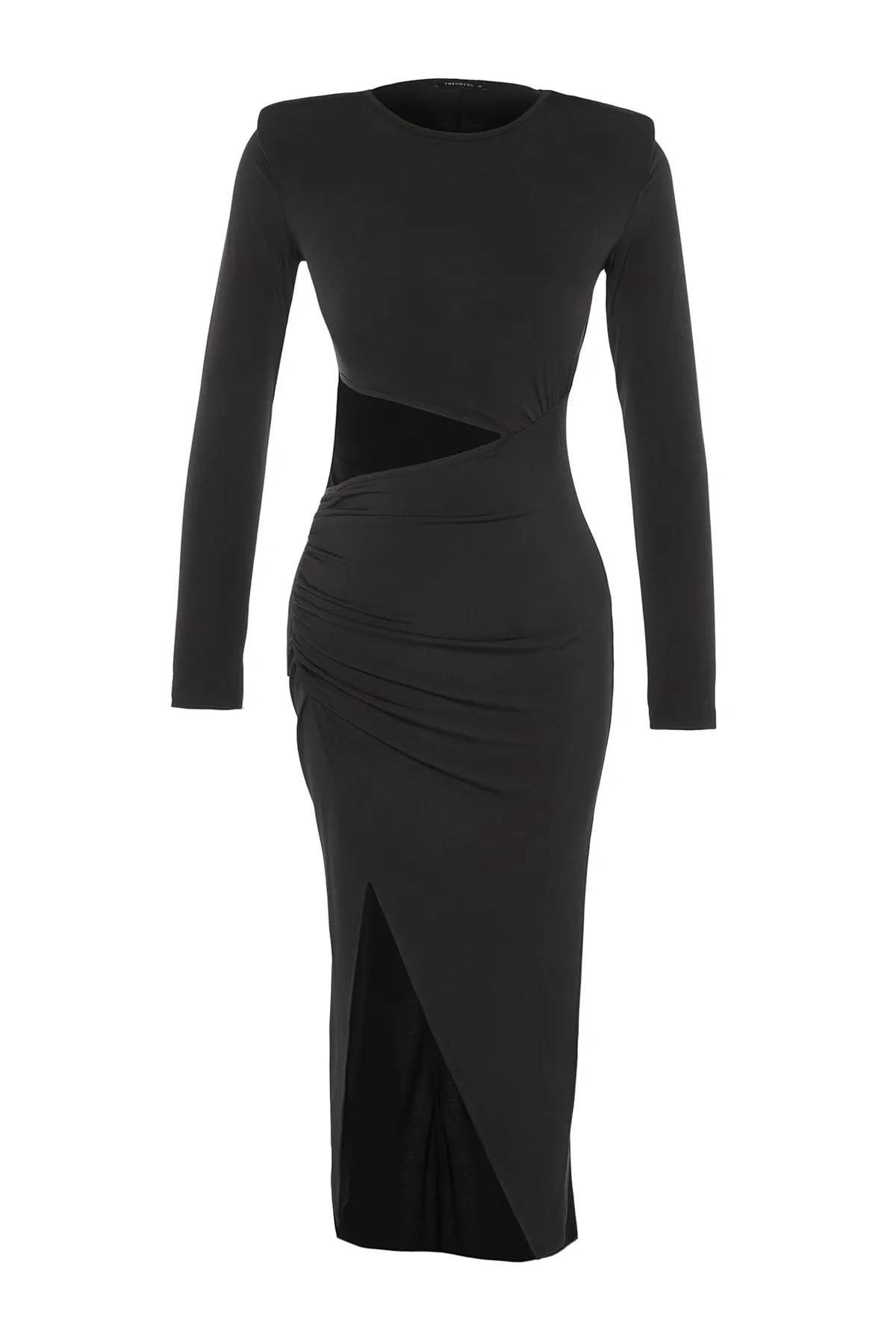Trendyol Collection  Schwarzes, detailliertes, gestricktes, elegantes Abendkleid mit Ausschnitten TPRAW23EL00272