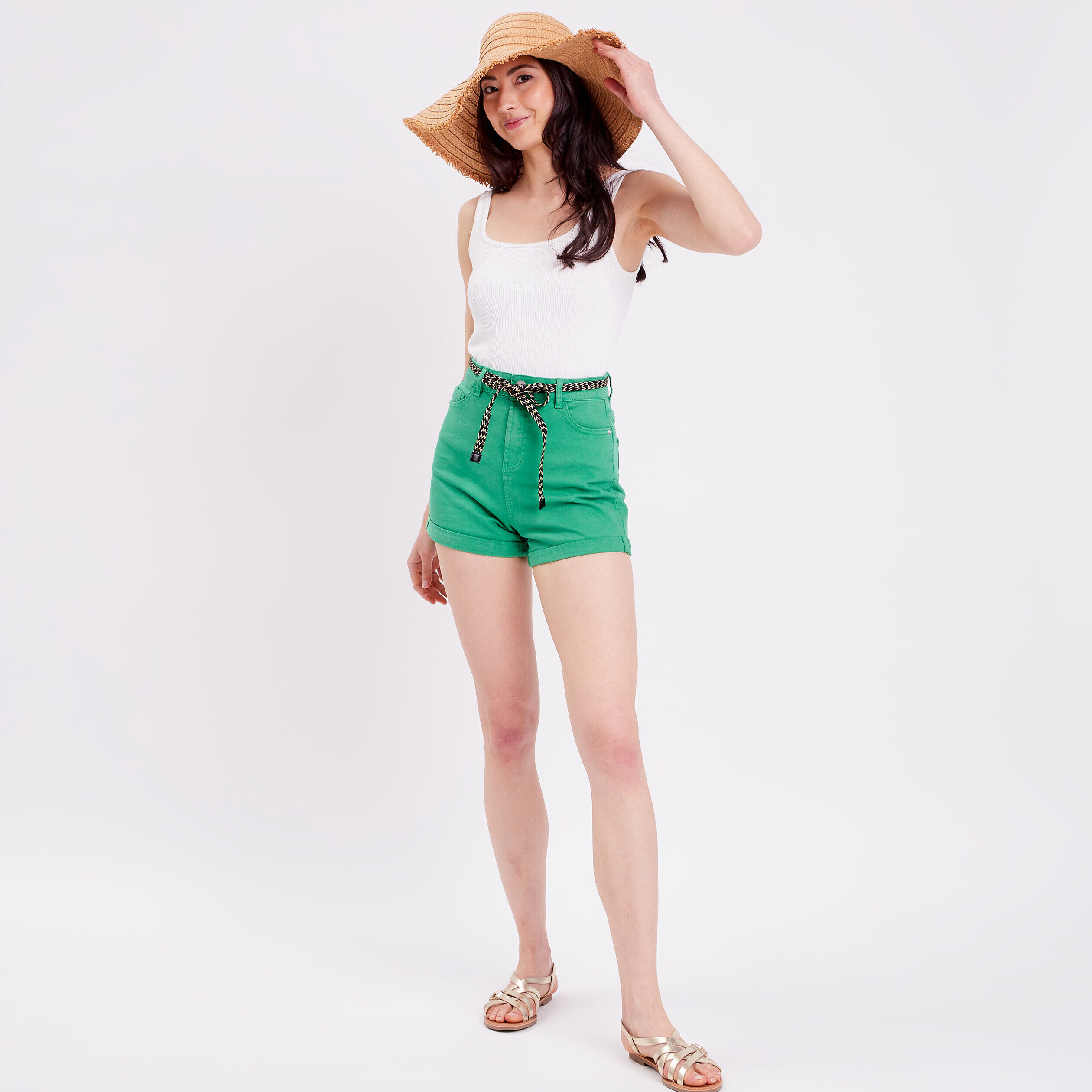 Short ajusté push-up vert femme | Cache Cache