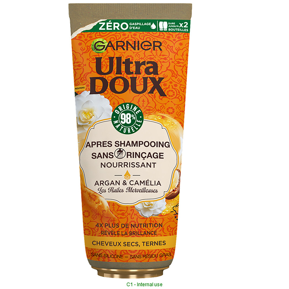 garnier Ultra Doux Merveilleux Après-Shampooing Sans Rinçage Huiles d'Argan et Camélia
