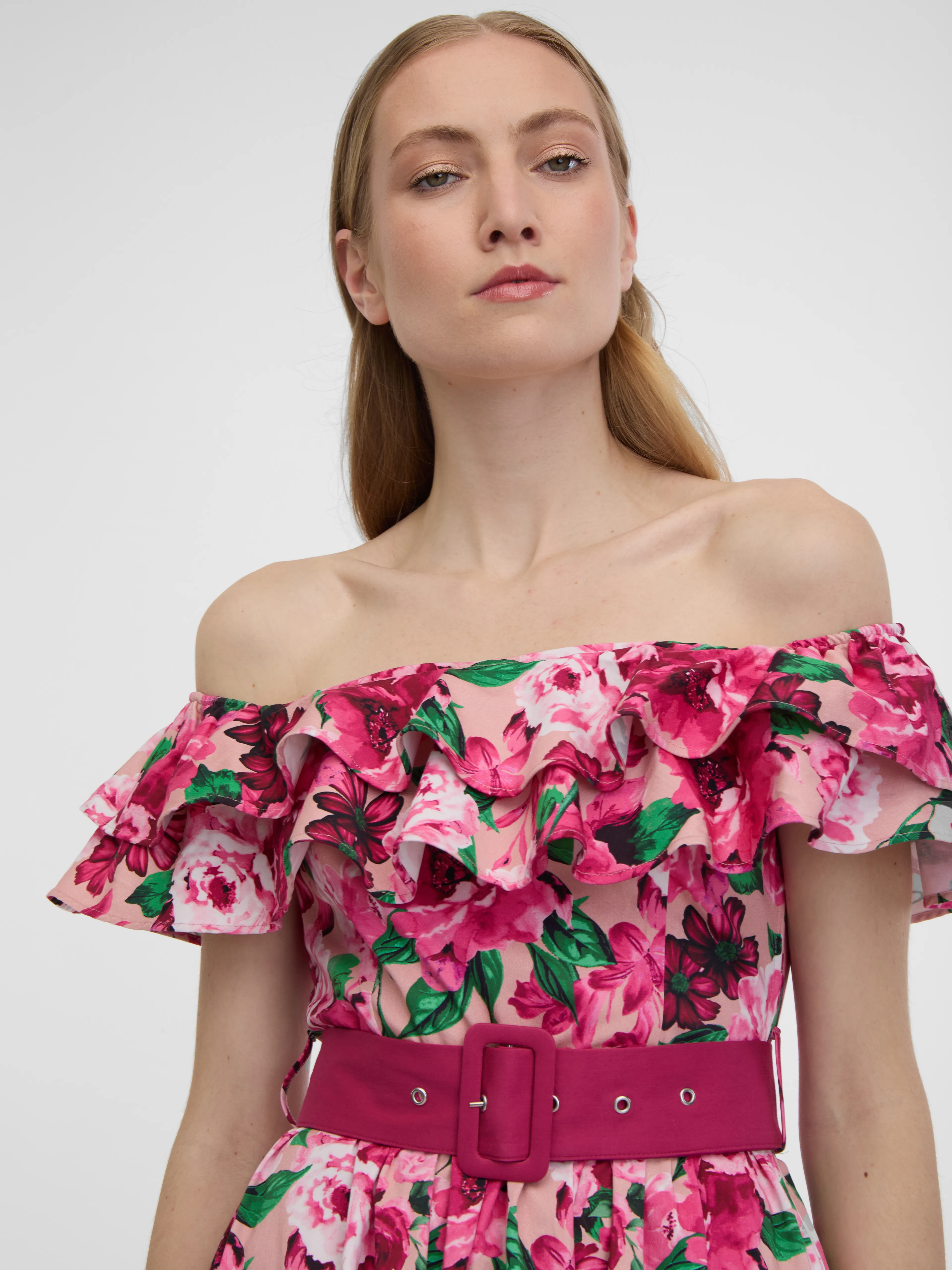 Dunkelrosa Damen-Blumenkleid ORSAY