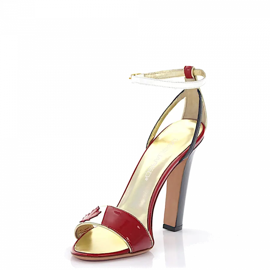 Dsquared2 - Riemchensandalen Kalbsleder Lackleder weiß - weiß