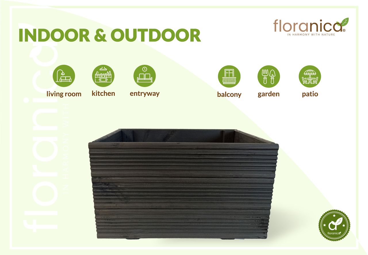 Pemicont Floranica Blumentopf aus Holz Kasten 50cm x 335cm x 285cm Anthrazit Imprägnierte Lärche Schutzhülle für Kräuter Blumen Haus- und Gartendekoration Innen- und Außeneinsatz EU-Produkt