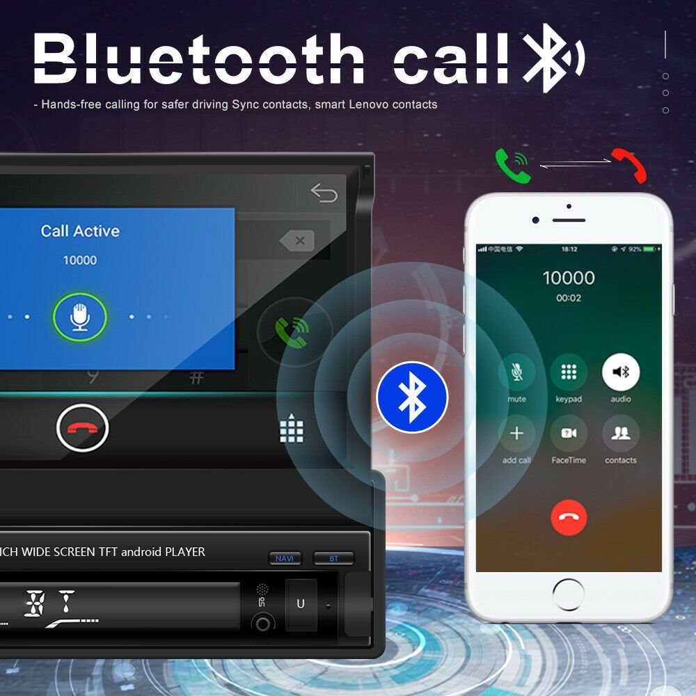 GABITECH 1 DIN 7 Zoll Android 12 Autoradio mit Bluetooth GPS Navigation USB Autoradio (FM-Bereich: FM 87,5 ~ 108 MH)
