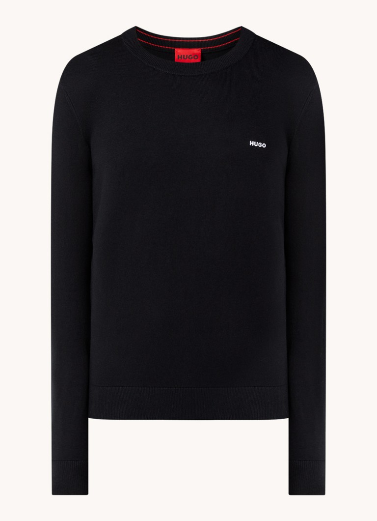 HUGO BOSS San Cudo fine knit pullover with logo embroidery