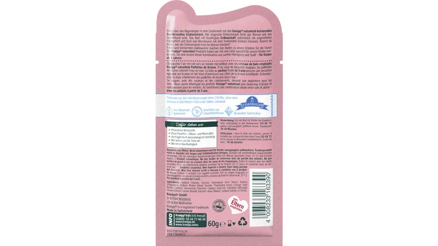 Kneipp naturkind Einhornstaub Knisternde Badekristalle 60 g