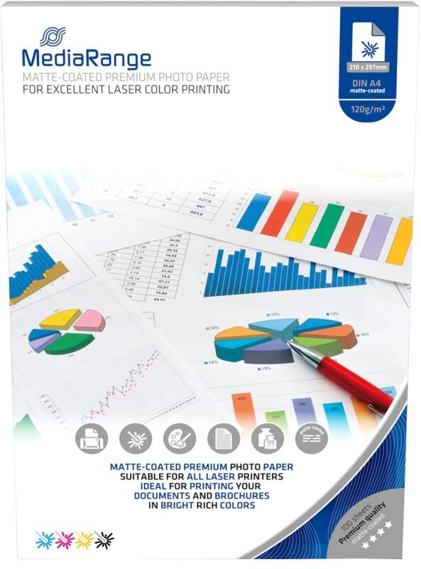 MediaRange Laser Fotopapier Matt DIN A4 120 g/m² Weiß 100 Blatt