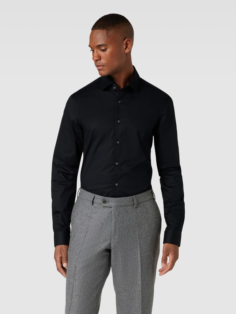 Slim Fit Business-Hemd mit Kentkragen Modell 'Bari' in schwarz