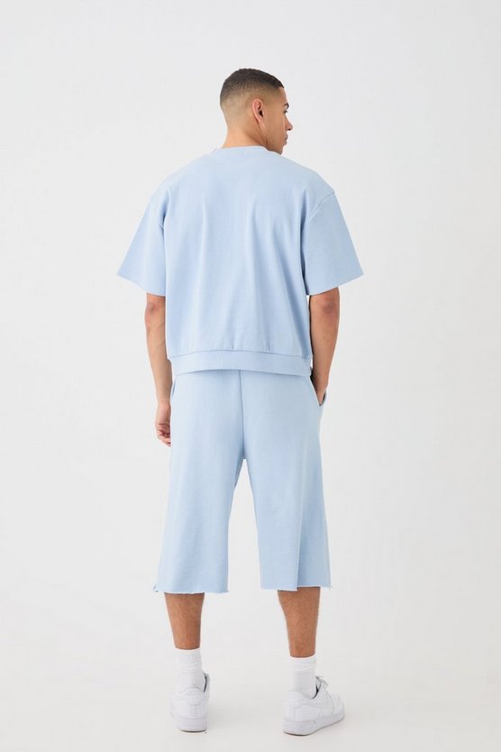 Kurzärmliges geripptes Oversize Sweatshirt