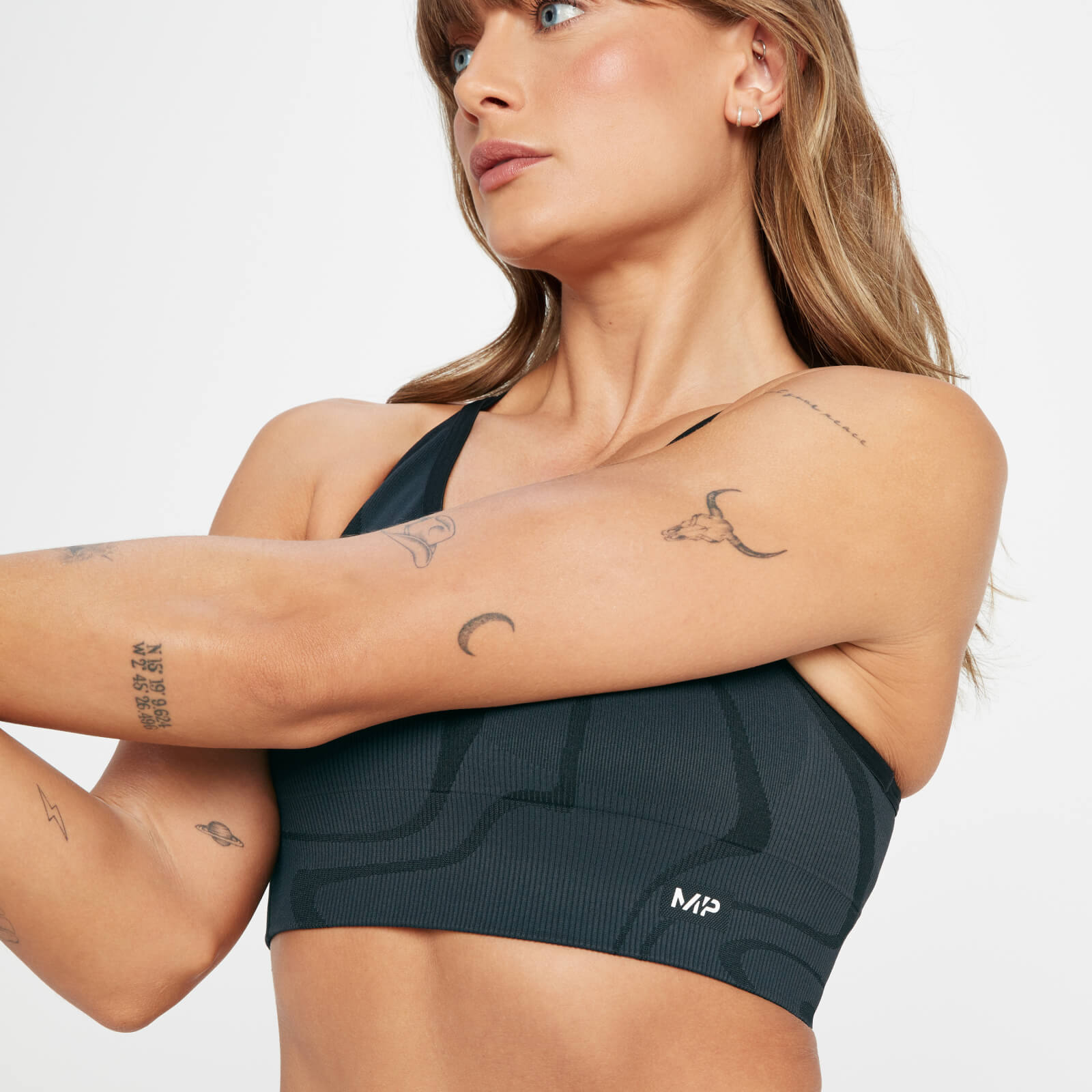 Brassière de sport sans coutures MP Tempo Wave pour femmes – Noir