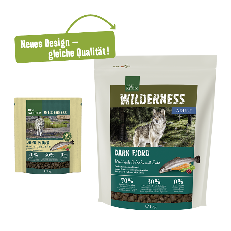 REAL NATURE Hundetrockenfutter REAL NATURE WILDERNESS Dark Fjord Rothirsch, Lachs & Ente 1 kg