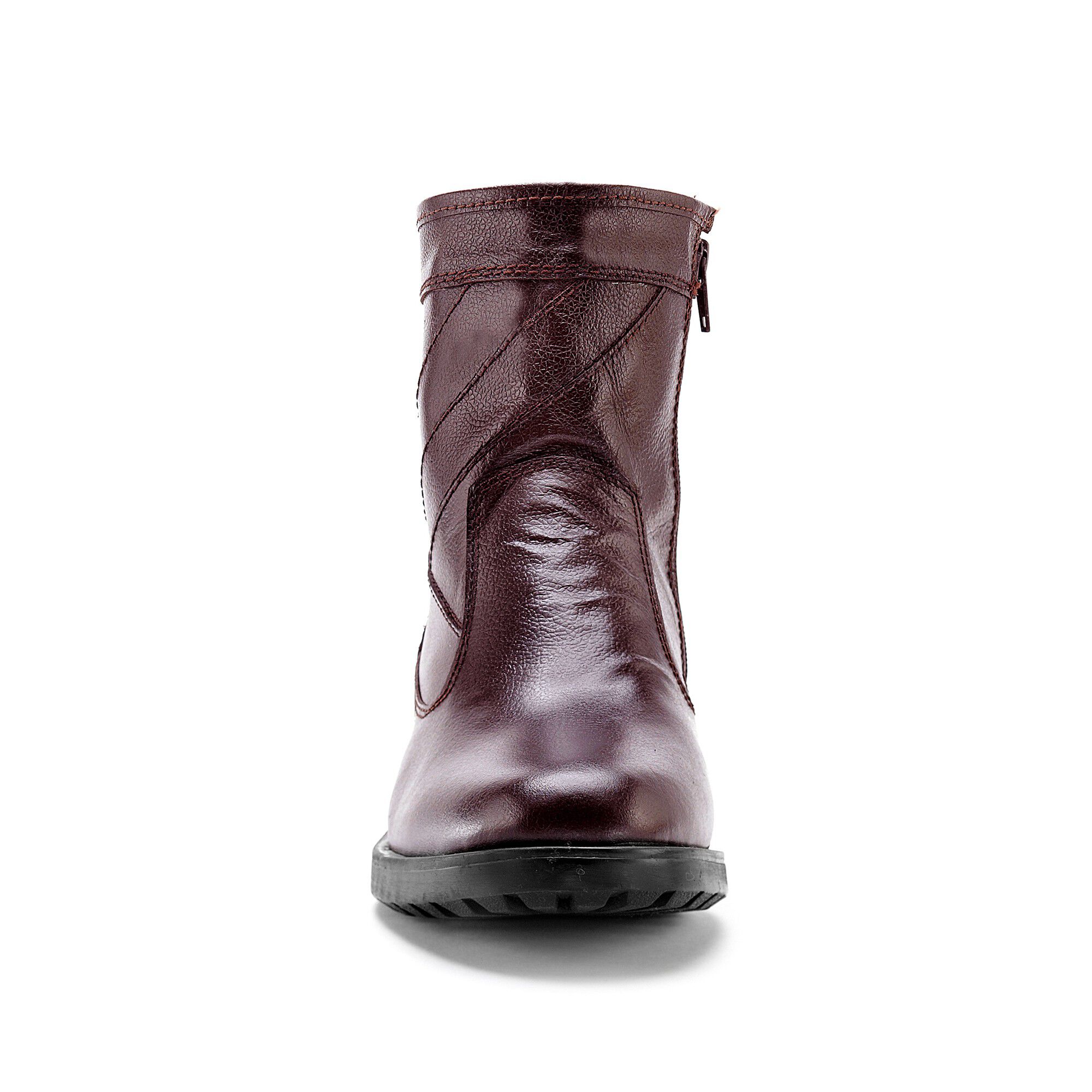 Botillons zippés cuir fourrés laine