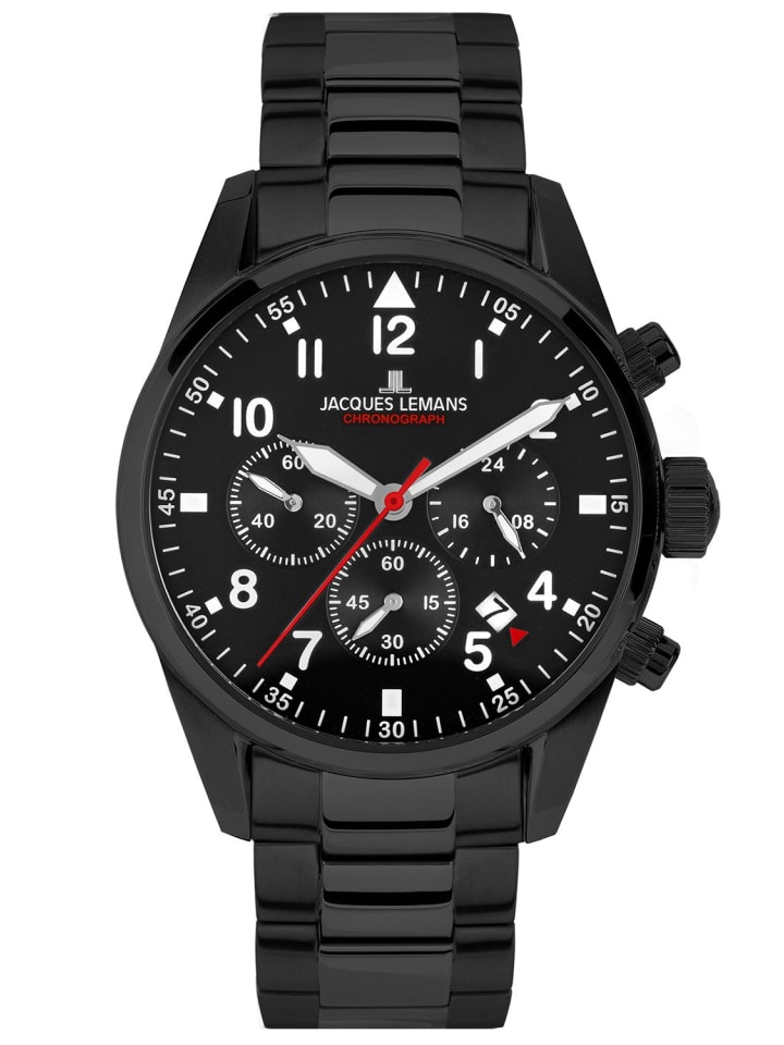 Jacques Lemans Herrenuhr Chronograph Sport Schwarz günstig kaufen onesize