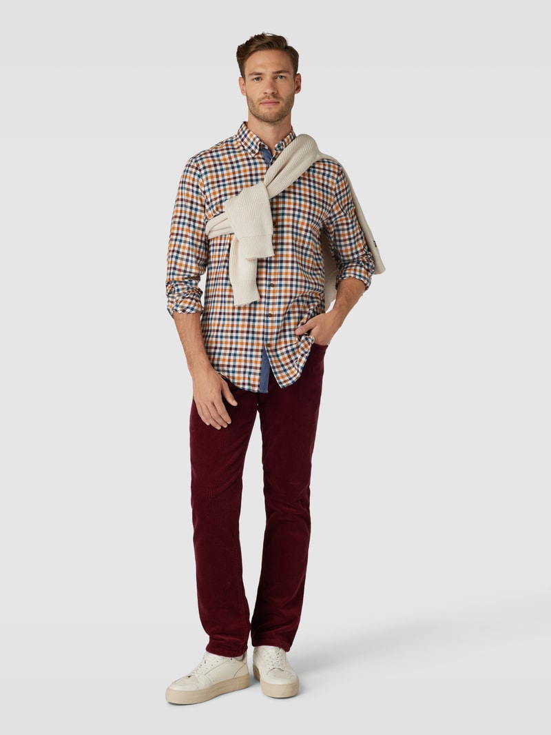 Regular Fit Freizeithemd mit Vichy-Karo in bordeaux rot