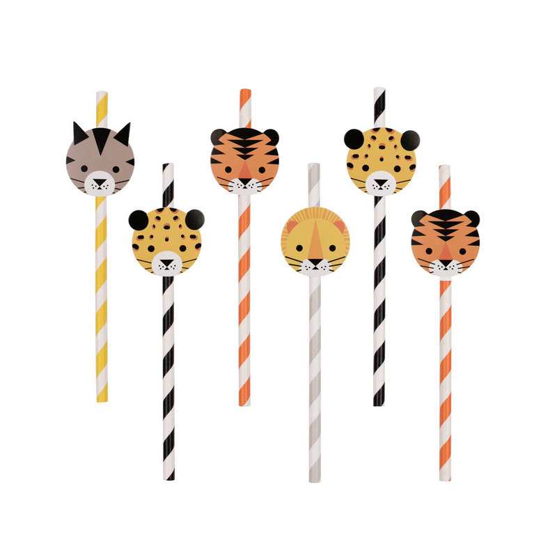 12 pailles mini félins
