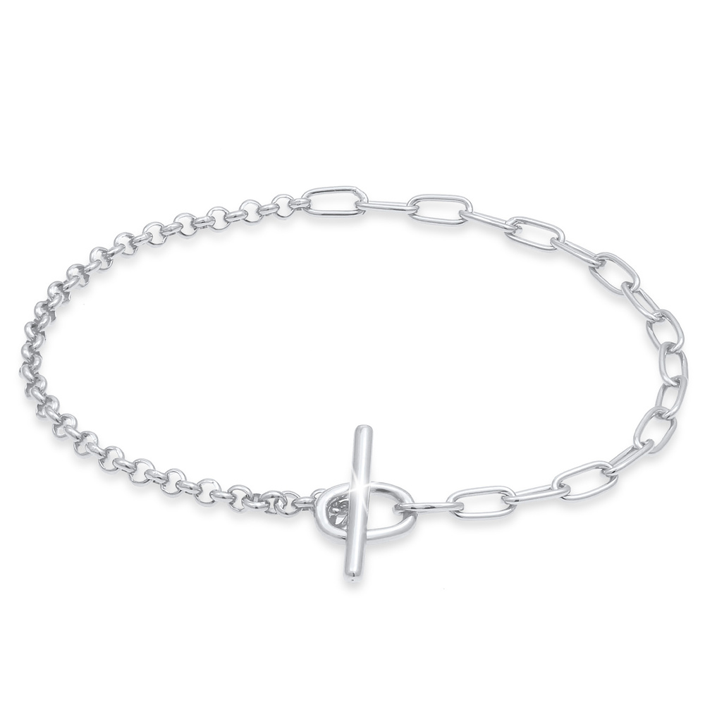 Elli Elli Bracelet Collier femme Figaro Basic Fermeture à barre en argent 925 Sterling Bracelet