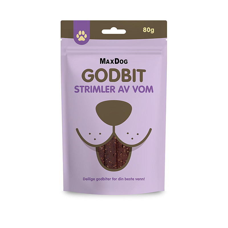 MaxDog Hundesnacks 80 g, strimler av vom MaxDog