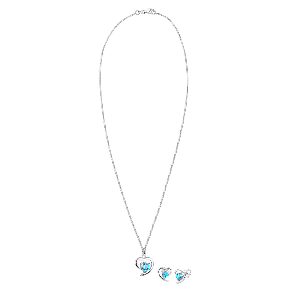 Elli Elli Ensemble de Bijoux Femme Pendentif de Coeur Classique avec Cristaux de Zirco Bijoux