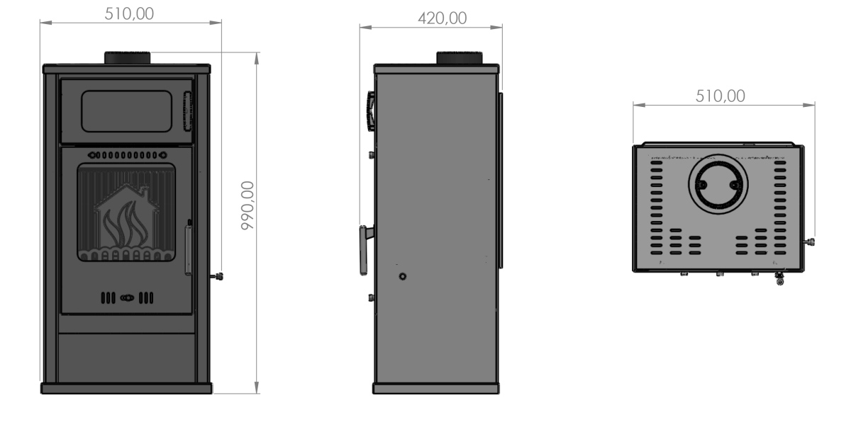 Moeby24 Kaminofen Troy Anthrazit 130mm Rauchrohr 7,78 KW BimSchV 1-2 EEK A