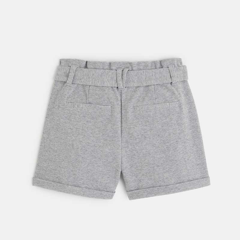 Short en maille à taille haute ceinturée gris fille