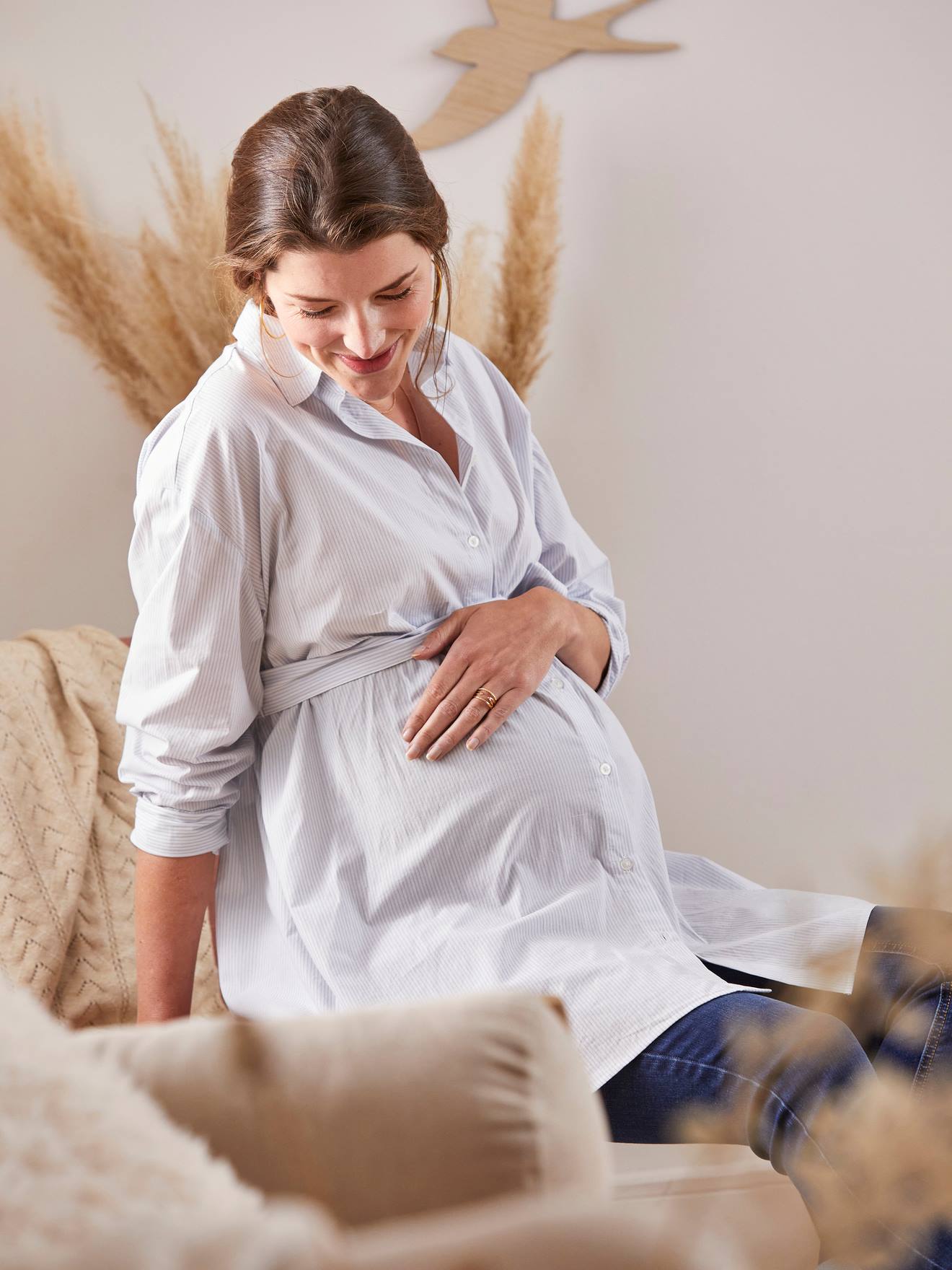 Chemise liquette grossesse et allaitement popeline blanc
