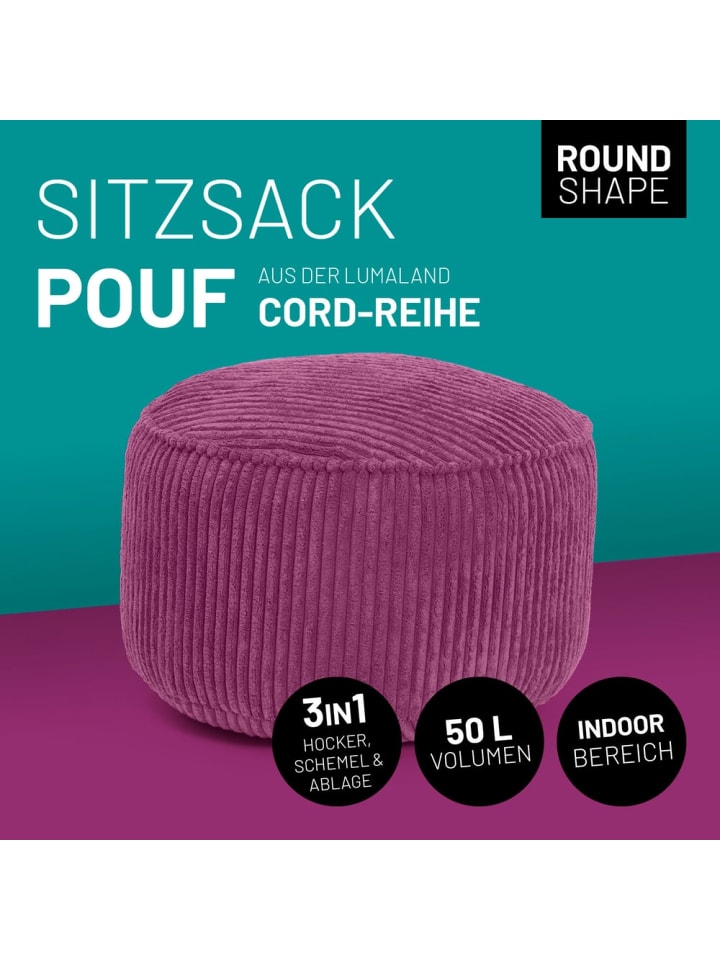 Lumaland LUMALAND Sitzsack Pouf Cord - Weinrot günstig kaufen onesize