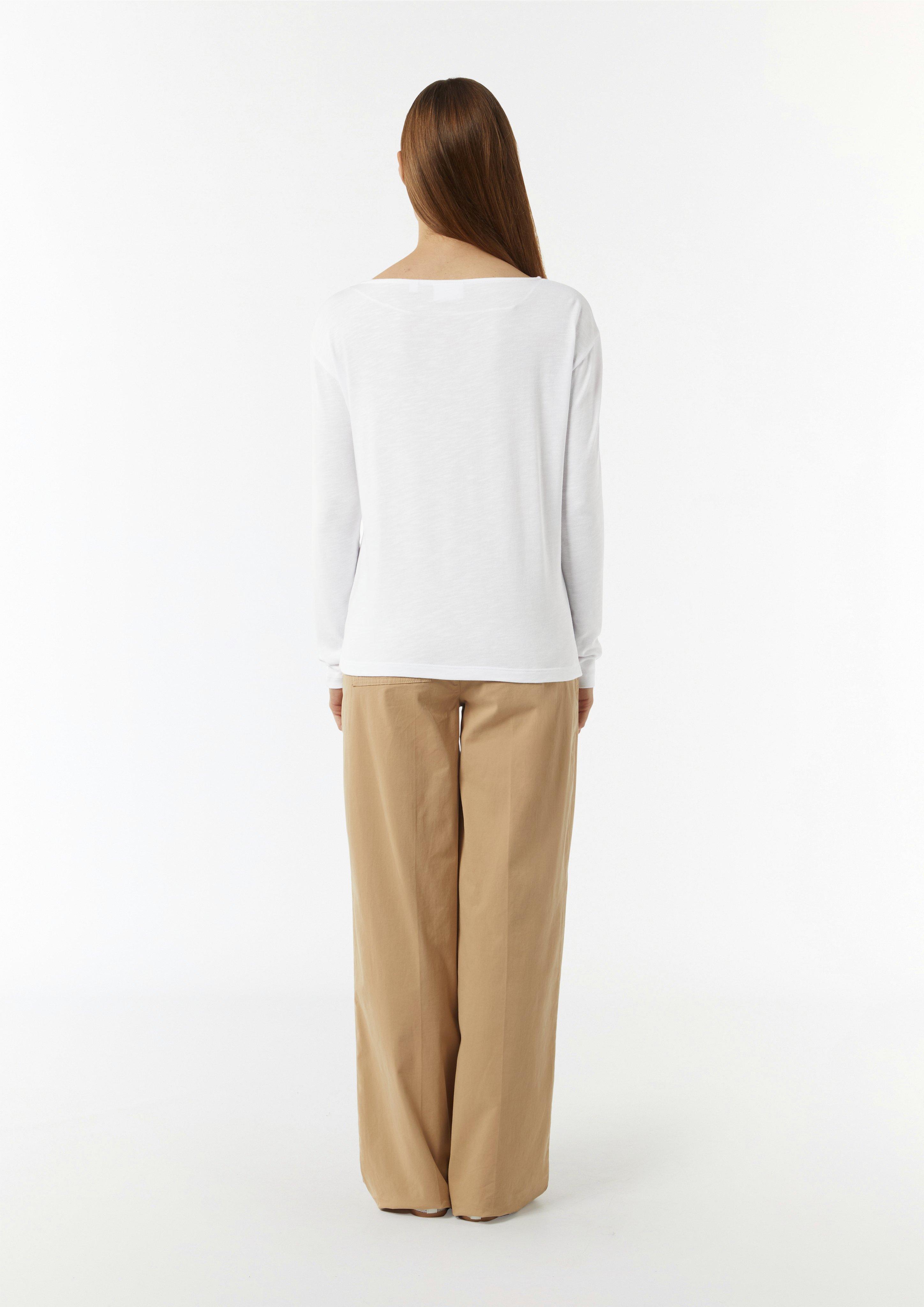 Langarm-Shirt mit Ripp-Detail im Relaxed Fit - weiß