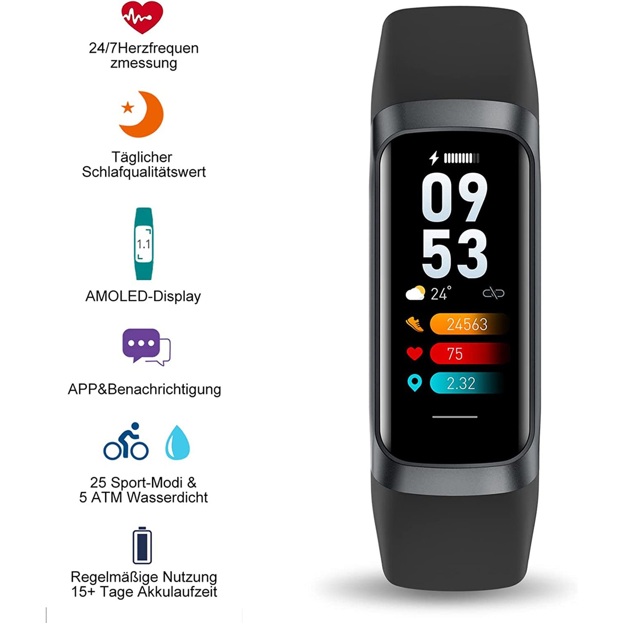 Mutoy Smartwatch, Fitness Tracker Uhr mit Anruffunktion für Damen Herren Smartwatch 5 ATM IP68 Wasserdicht Fitness Tracker mit Schrittzähler Pulsuhr Blutdruck Messgerät für Android iOS, Schlaf-Monitor, Activity Tracker, SpO2, Kalorien-Tracker,Schritt