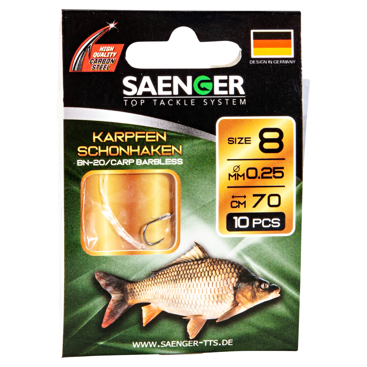 Sänger Zielfisch-Haken, gebunden (Karpfen Schonhaken BN-2)