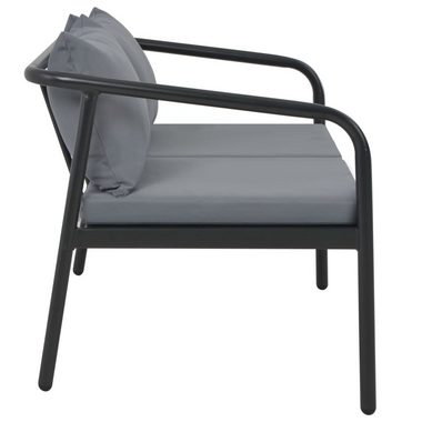 vidaXL Loungesofa 2-Sitzer-Gartenbank mit Auflagen Grau Aluminium