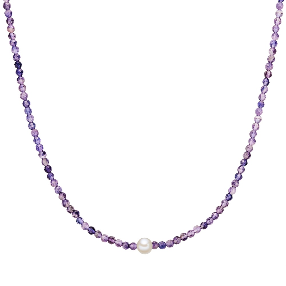 Valero Pearls Chaîne Argent sterling Améthyste Perle de culture d'eau douce en Argent collier