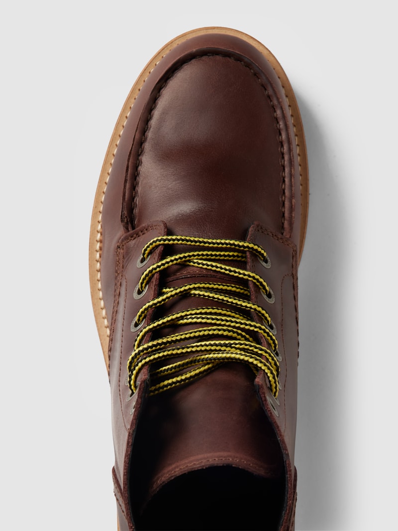 Boots mit Wulstnaht Modell 'SLHTEO NEW LEATHER' in mittelbraun