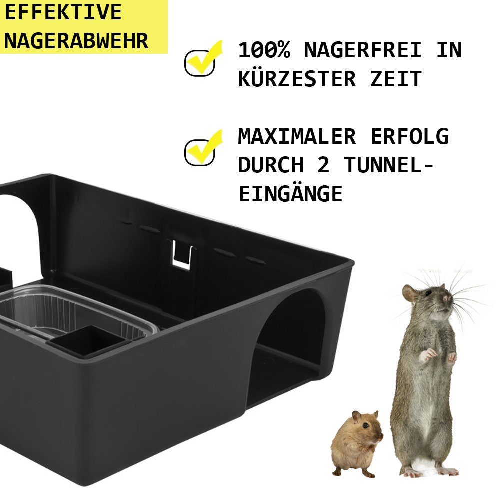 Petigi Köderbox 2x Rattenfalle Köderbox Mäusefalle Köderstation Schlagfalle Schwarz