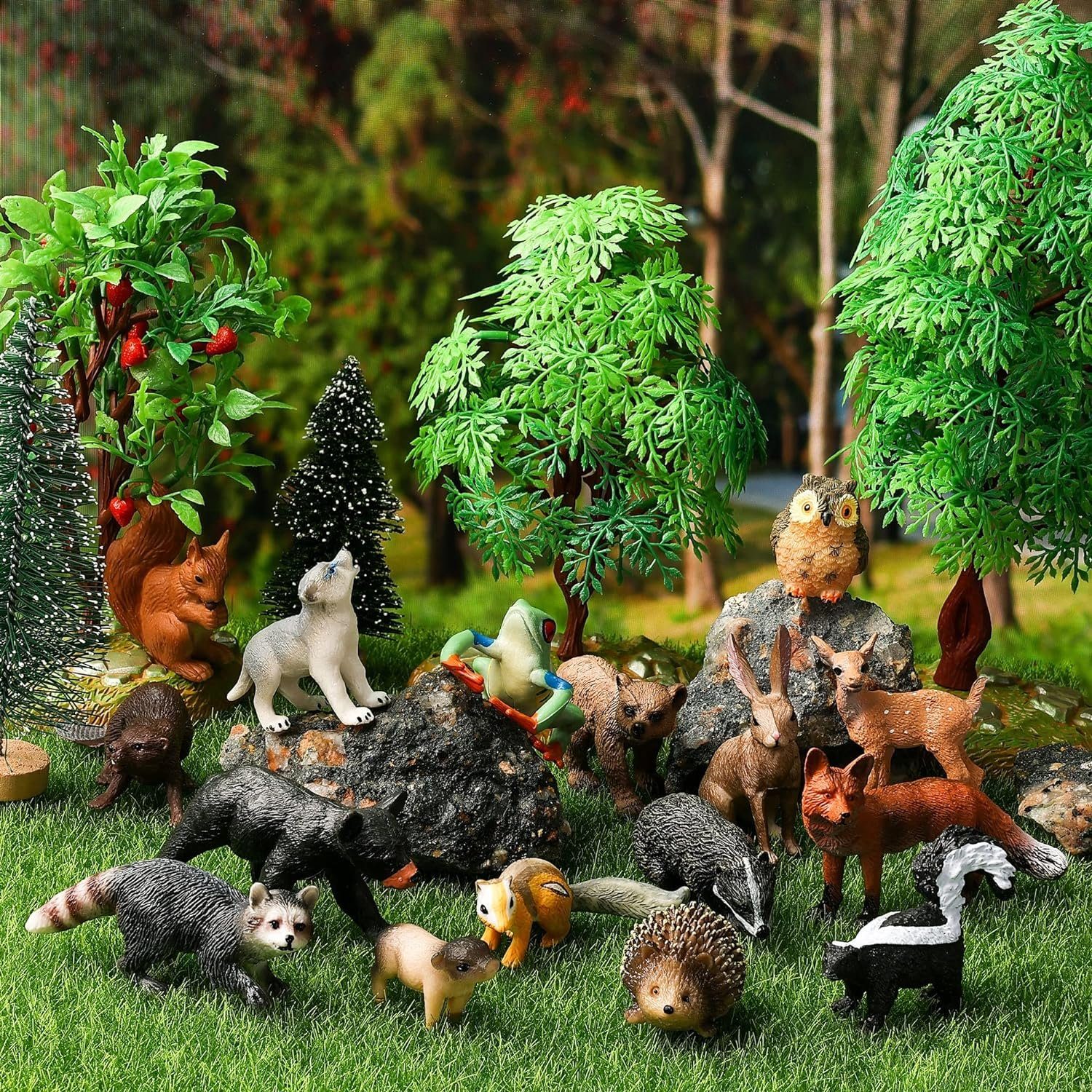 Runxizhou Wandhaken Kleine Tierfiguren für Kinder 16 STK realistische Waldtiere,Waldtiere, (1-St)