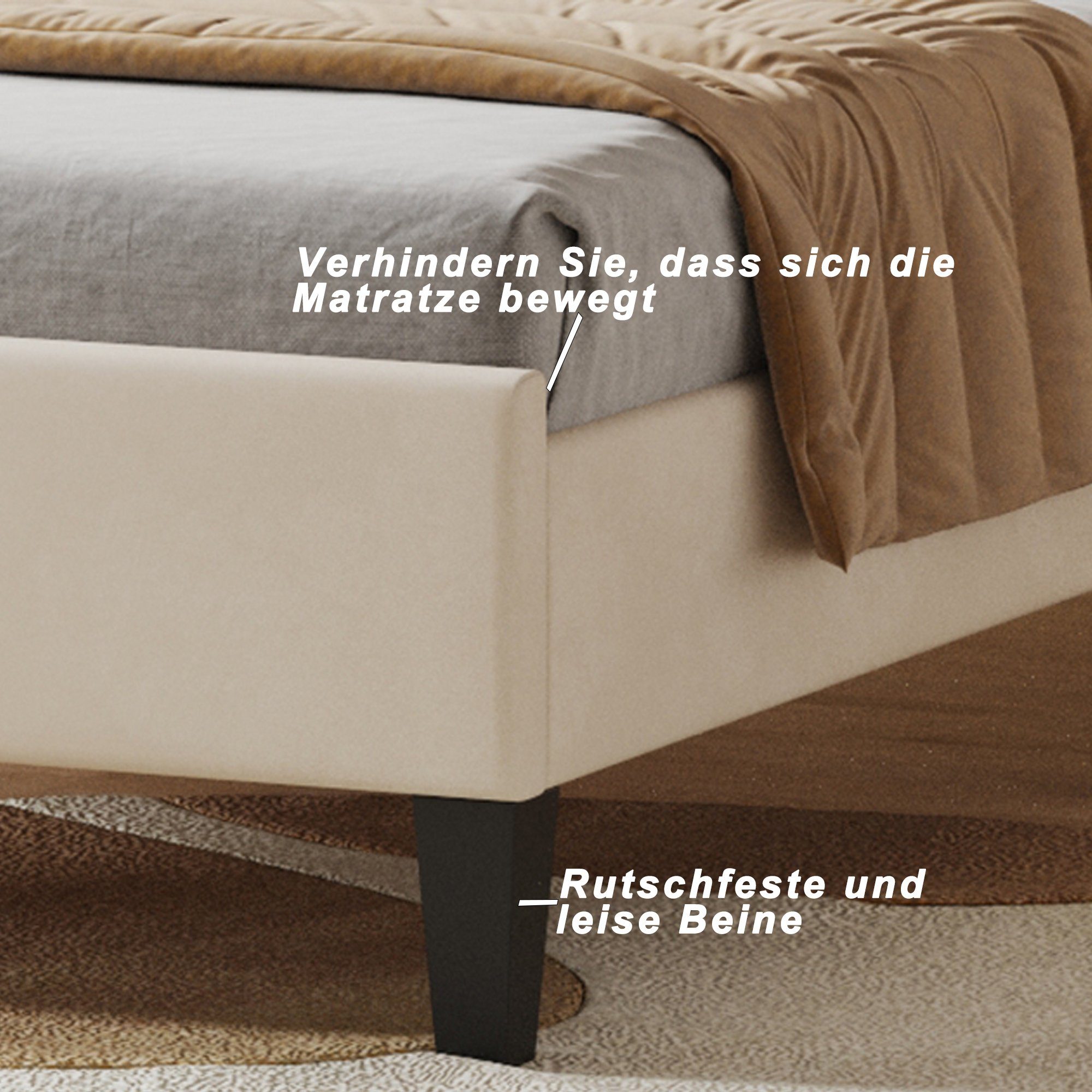 Flieks Polsterbett, Einzelbett Kinderbett Blumenform-Kopfteil Samt 90x200cm
