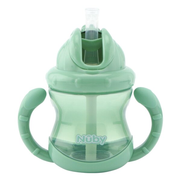 Nûby 12 M Flip-It Becher mit Henkel, Grün, 240 ml