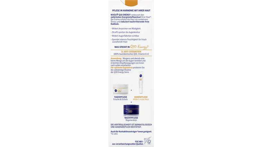 NIVEA Q10 Energy Anti-Falten Erfrischende Augenpflege 15 ml