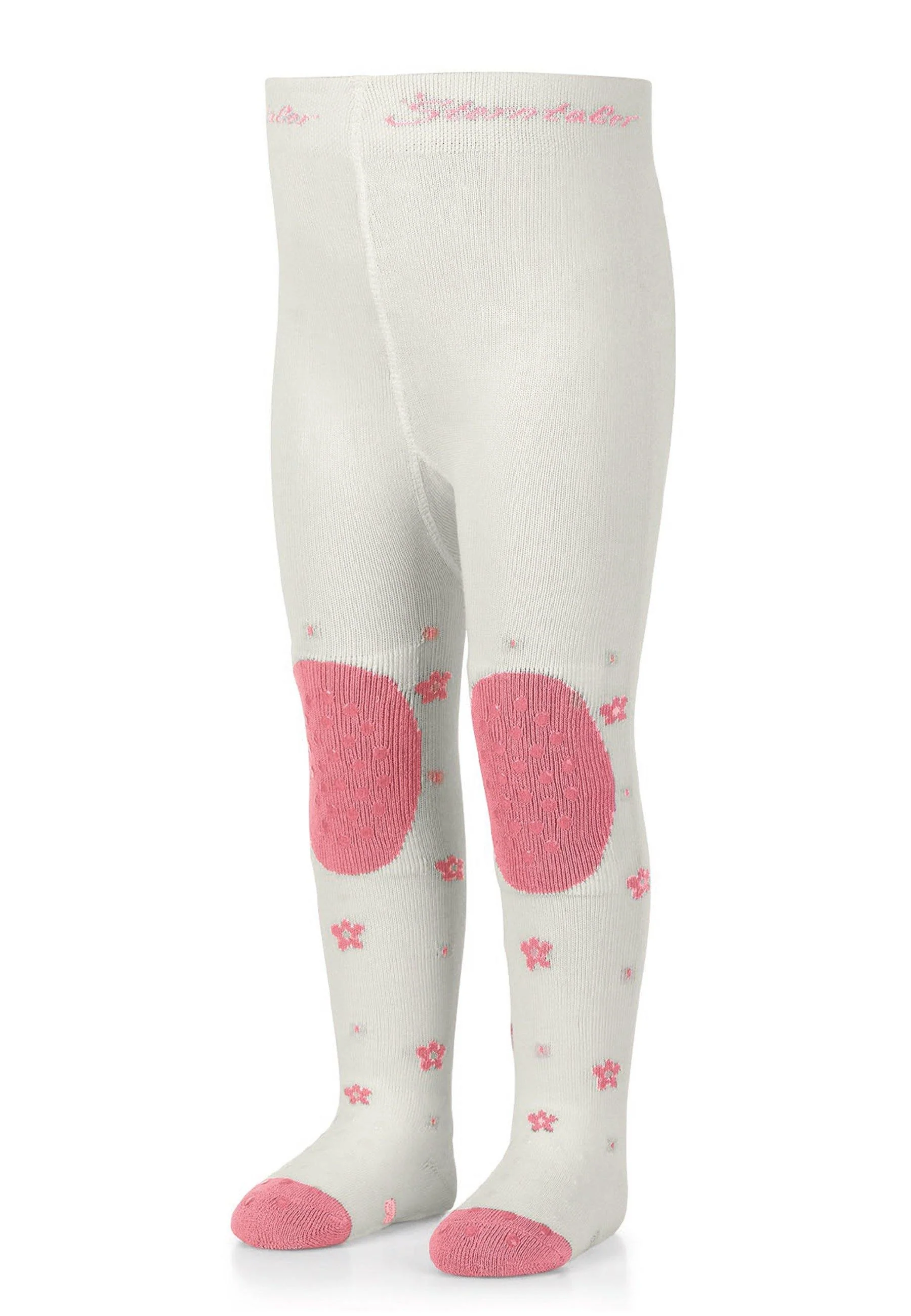Krabbelstrumpfhose Mabel mit Po-Motiv in Ecru