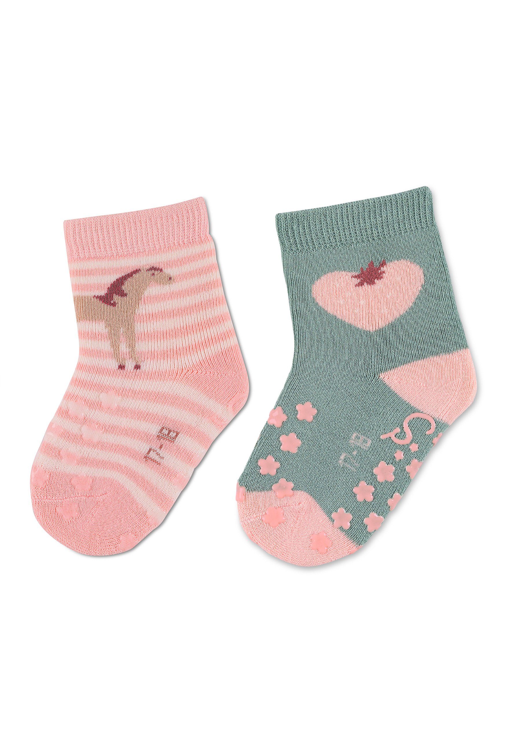 Sterntaler® Basicsocken ABS-Krabbelsöckchen Pferd, 2er-Pack (2-Paar, 2er Pack Babysocken mit Anti-Rutsch-Sohle) Krabbelsocken mit Noppen an der Sohle, ABS- Socken mit süßen Motiven