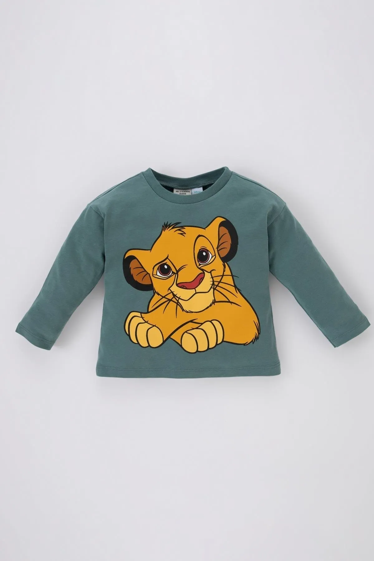 DeFacto  Disney-Löwenkönig-Langarm-T-Shirt mit Rundhalsausschnitt aus gekämmter Baumwolle für Babys (Jungen).