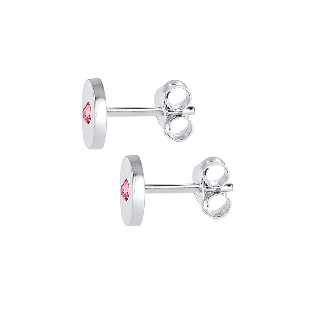 Elli Elli Boucles d'Oreilles Cercle d'enfants rose avec cristaux en argent 925 Boucles d'oreilles