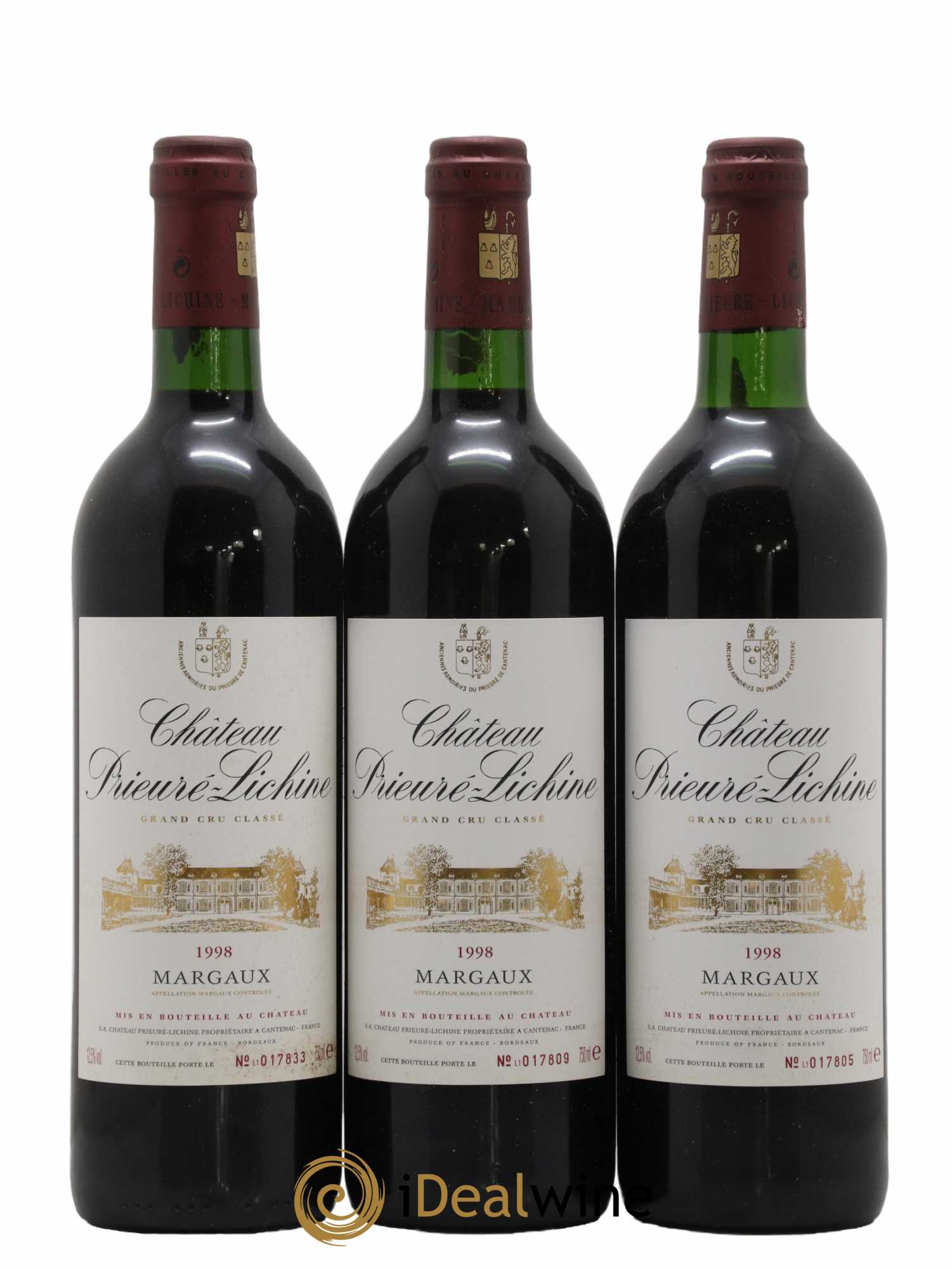 Château Prieuré Lichine 4ème Grand Cru Classé  1998 - Lot de 12 Bouteilles
