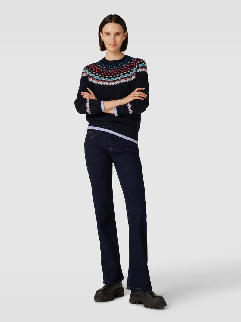 Strickpullover mit Allover-Muster in dunkelblau