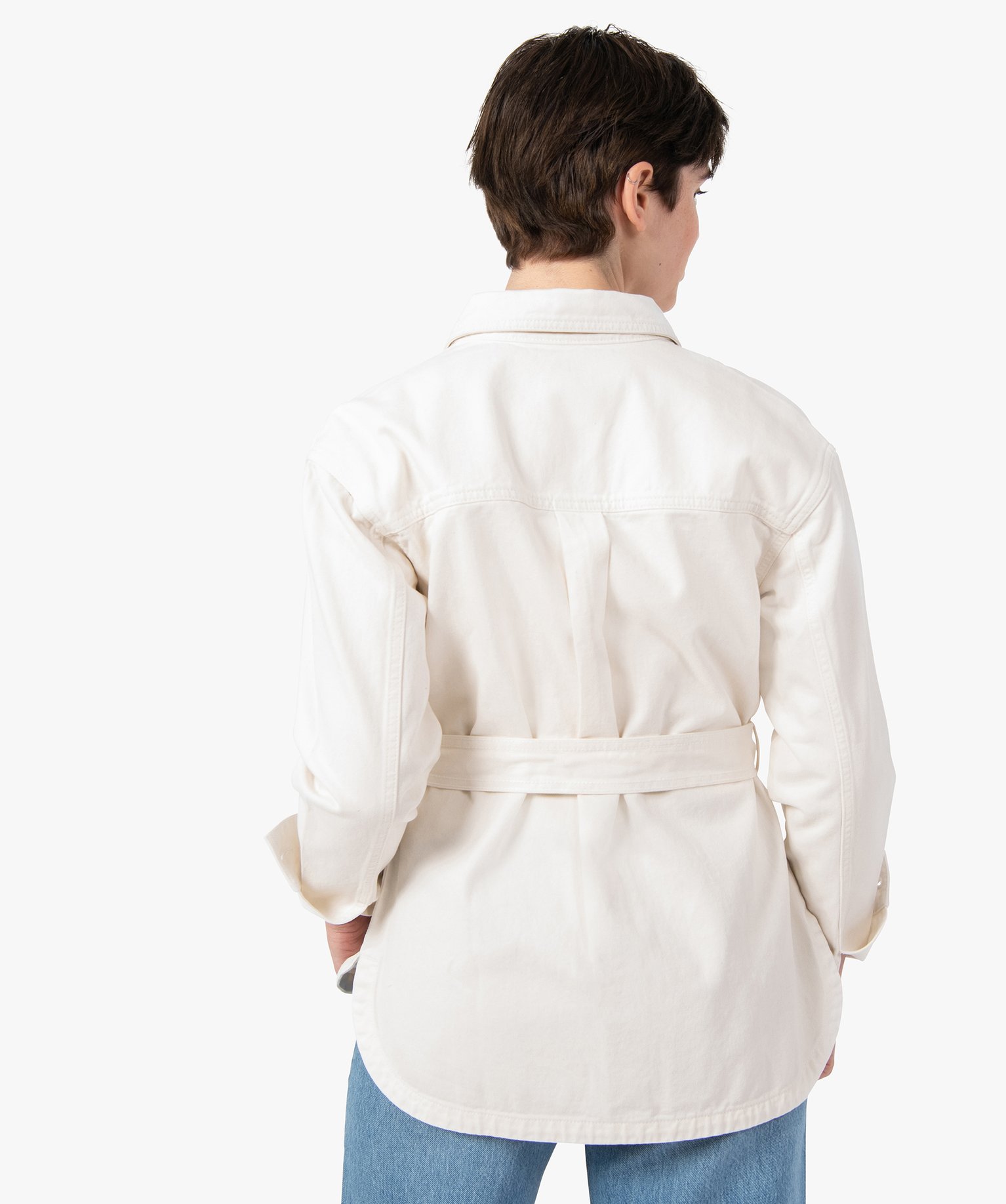 Veste femme forme chemise avec ceinture ecru | GEMO