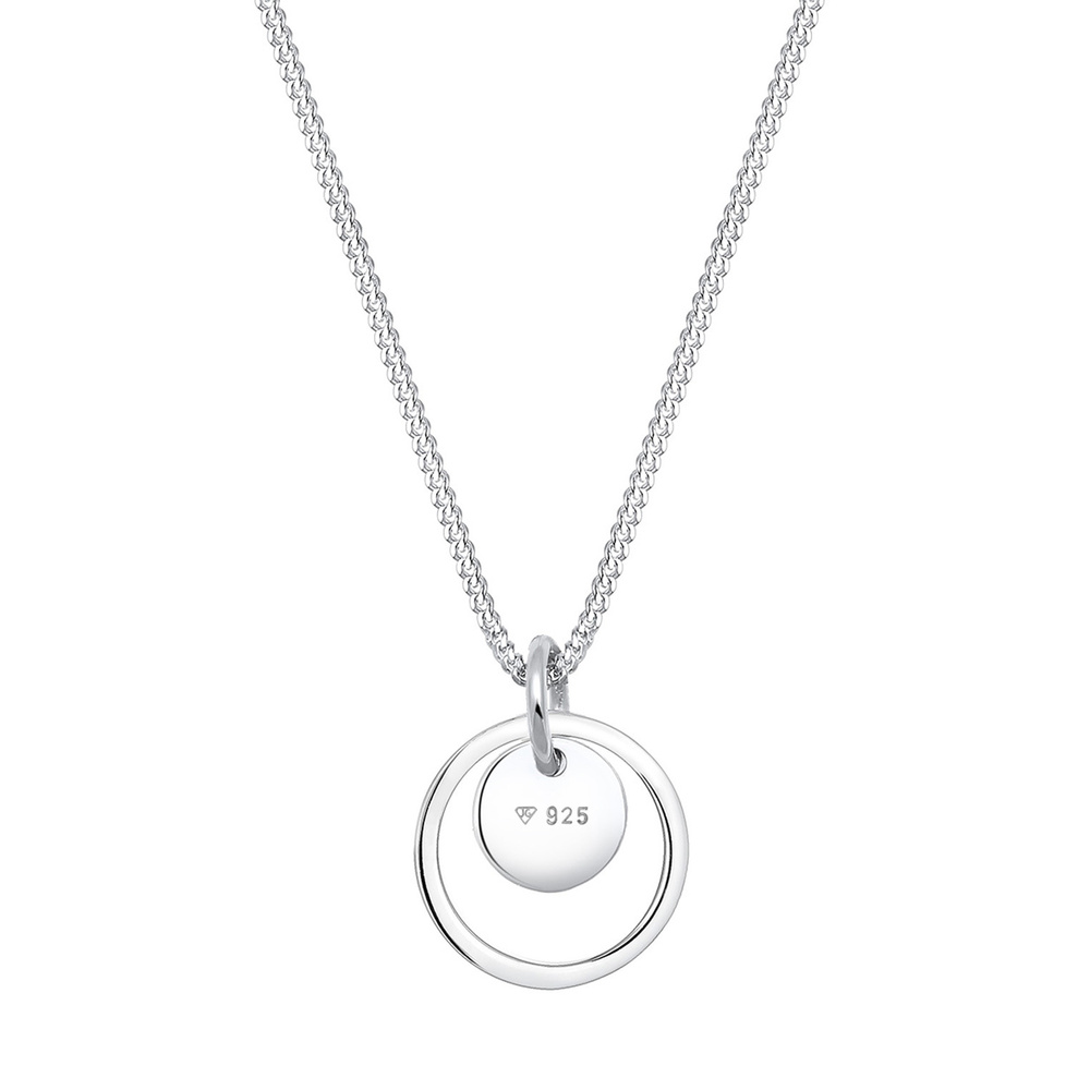 Elli Elli by Julie & Grace Collier Femme Pendentif Paillette Cercle Simple - (925/1000 collier