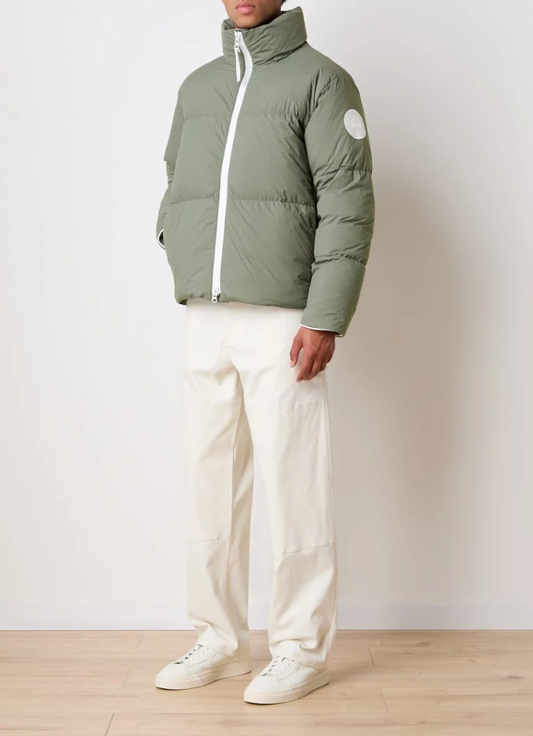 Pikowana kurtka Canada Goose Lawrence z logo i wypełnieniem puchowym.