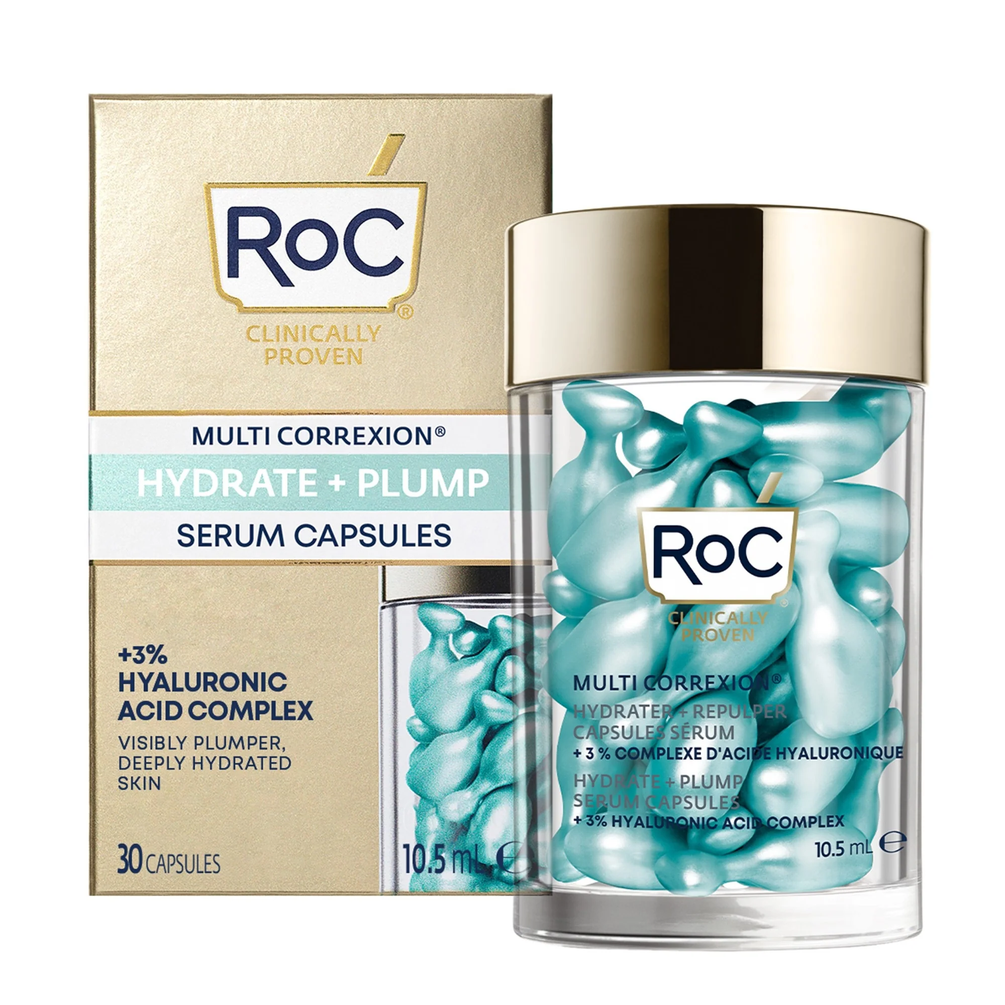 Multi Correxion Hydrate + Plump Gesichtsserum-Kapseln – Feuchtigkeitsspendendes Gesichtsserum, Anti-Falten-Gesichtsserum, Gesichtsserum mit umfassender Wirkung