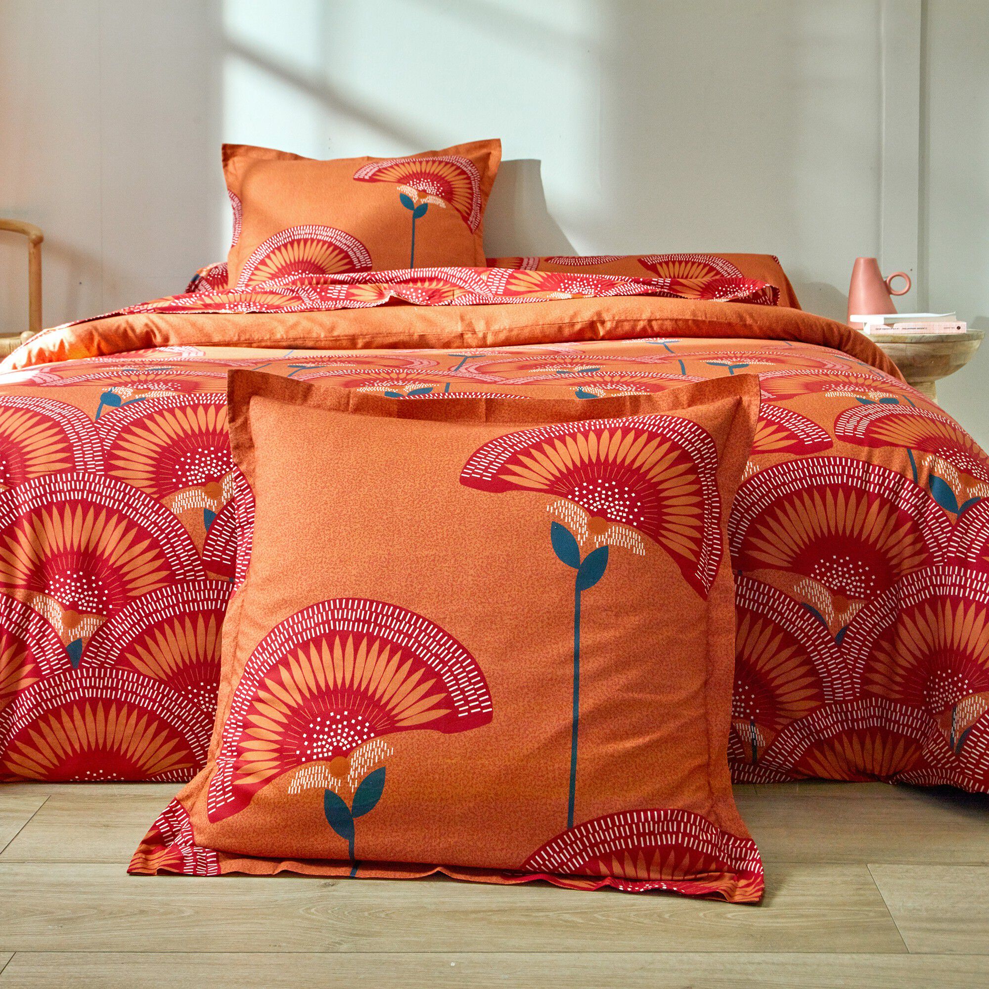 Linge de lit Suzanne en coton imprimé